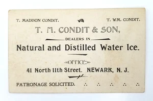 Victorian Trade Card T M Condit And Son Water Ice With Price List Newark NJ 1897 - Picture 1 of 2