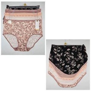 ADRIENNE VITTADINI 5 Pk Women's L 1X 2X Logo Soft Microfiber Panties Black Beige - Picture 1 of 5