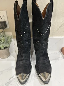 BOTAS VAQUERAS ACME VINTAGE PUNTERA PLATEADA GAMUZA NEGRAS PARA HOMBRE TALLA 8.5 D - Imagen 1 de 8