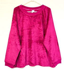 Neu mit Etikett Joyspun langärmliges weiches Fleece-Pyjama-Oberteil Plus 3X 22W-24W fuchsia - Bild 1 von 5