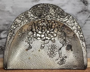 Vintage Decorative Dust Pan Embossed Flowers Silver Tone Wall Hanging Patina... - Picture 1 of 8