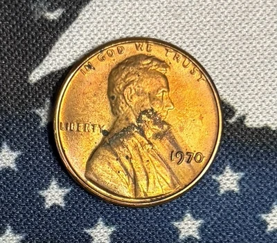 1970 Lincoln Cent Error, Double Struck, Uncirculated and TONED! Rev. Struck Obv. - Image 1 of 4