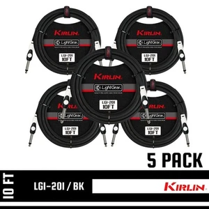 Kirlin 10 FT Guitar LightGear Instrument Cable BLACK ST./SAME LGI-201/BK 5 PACK - Picture 1 of 7