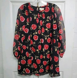 Kate Spade Dress Girls 152 / 12Y Floral Long Sleeve Roses metallic lace lined - Picture 1 of 12