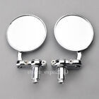Motorcycle 3" Round Handle Bar End 7/8" Mirrors Cafe Racer Bobber Clubman Chrome