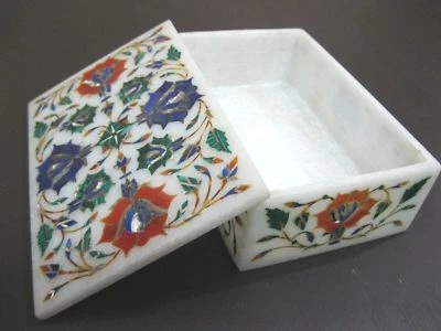 Marble Jewelry Box Marquetry Floral handmade Inlay Work Home Decor - Image 1 of 4
