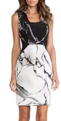Robert Rodriguez Carrara контраст мрамор печать платье без рукавов размер 0 Рекомендуемая розничная цена производителя $495 - Изображение 1 из 4
