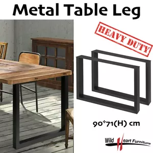 2x Steel Table Legs Coffee Dining Industrial Vintage Bench Metal Box Shape 900MM - Picture 1 of 8