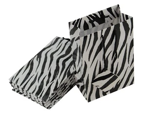 Zebra Print Drawstring Bags with Tags Tote Gift Present Bags 12cm x 17cm - Picture 1 of 5