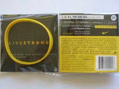 NIKE / LIVESTRONG Pulsera LIVESTRONG GENUINA - Lance Armstrong - Amarilla - TALLA ADULTO (L-XL)