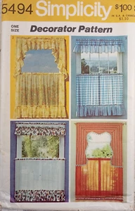 SIMPLICITY 5494 VTG 70s WINDOW Treatments 3 CAFE Curtains UNCUT Home Decor Sew - Picture 1 of 8