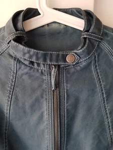 Schöne Denim Jeans Damen PU-Leder Jacke Gr. M - Bild 1 von 7