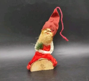 Figura de Elfo Gnomo Navidad Papel Maché Limpiador Pipa Chenille 3.5" De Colección  - Imagen 1 de 6