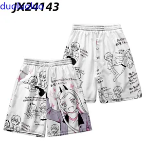 Power Anime Chainsaw Man Anime Casual Summer Men's Shorts Unisex White Shorts - Picture 1 of 2