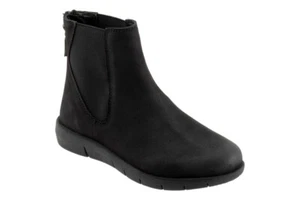 SoftWalk Womens Albany Black Wedge Chelsea Boots Shoes 7.5 WW Double Wide - Picture 1 of 6