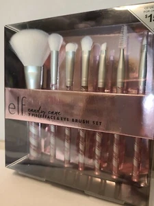 e.l.f, Candy Cane Set 7 Pezzi Spazzolini Viso e Occhi a Righe, Spazzolini Trucco Nuovissimi - Foto 1 di 4