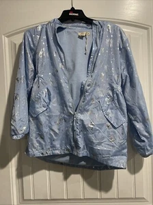 Emma And Elsa Blue And Silver Lined Hooded Rain Coat Youth Size 16 XL - Picture 1 of 6