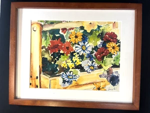 Bangerter Floral Watercolor Painting – Framed No Glass Wall Art Decor, 12"x15" - Picture 1 of 5