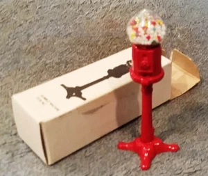 VINTAGE MINIATURE DOLLHOUSE 1:12 SCALE 3" STANDING RED GUMBALL MACHINE NIB - Picture 1 of 4