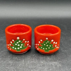 Waechtersbach Christmas Tree Red Candlestick Holders Votive Round Set of 2 - Picture 1 of 6