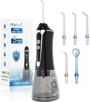 Fairywill Cordless Water Flosser Teeth Cleaner Portable Dental Floss 5 Jet Tips