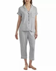 Tommy Hilfiger Women's Notch Collar Pajama Set 2 Piece, Grey, Large - NEW - Picture 1 of 3