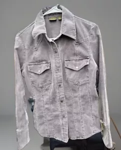 Caslon Women’s Corduroy Jacket Size Medium Faded Lavender Purple Snap Button - Picture 1 of 8