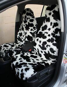 For VOLVO Luxury Cow Print Faux Fur Car Seat Covers Front Pair S40 S60 S80 S90