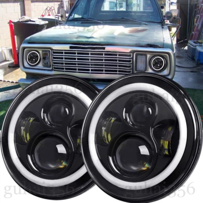 Par de faros LED de haz sellado de 7 pulgadas halo para camioneta Dodge B100 B150 B200 B300 Foto 1 de 4