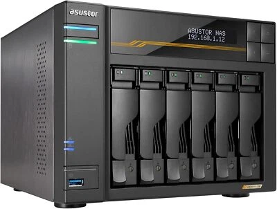 Asustor Lockerstor 6 Gen3 6 Bay NAS Quad-Core 2.3GHz 2x 10GbE Ports AS6806T - Image 1 of 4
