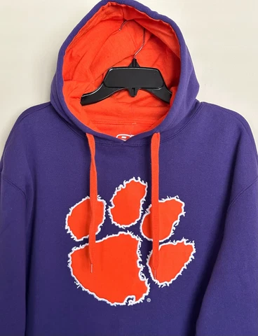 New Clemson Tigers Men's Hoodie Sewn Logo Purple Color Hooded Sweatshirt Cover