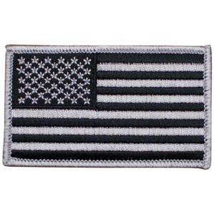 American Flag Patch - Gray/Black, United States, USA 3-3/8" (Iron on) - Picture 1 of 1