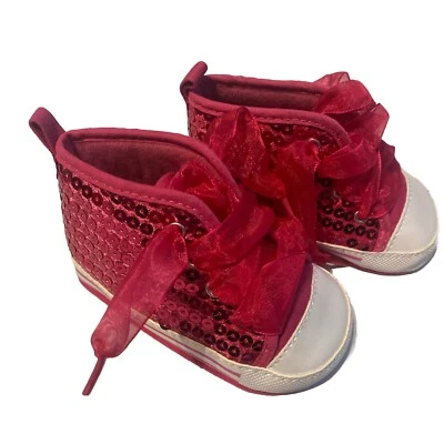 Stepping Stones Infantil Niñas Lentejuelas y Rosas Rosa Zapatos de Parte Superior Alta Talla 9-12 Lunes Foto 1 de 4
