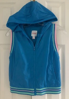 Chaleco con capucha de nailon para niñas CAT & JACK - azul, verde azulado y rosa talla L (10/12) - excelente L Foto 1 de 4