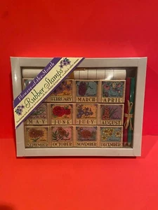 Hero Arts 1996 Flowers-of-the-Month Rubber Stamps - Set of 12 - Picture 1 of 2