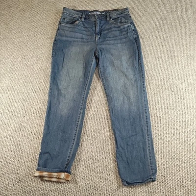 Eddie Bauer Midrise Boyfriend Jeans Women’s 10 Flannel Lined Relaxed Fit Denim - Image 1 of 4