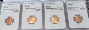 2009 D NGC MS67 SMS LINCOLN COPPER BRONZE CENT Birth Forma Prof President-4 set - Picture 1 of 18