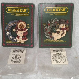 Boyds Bears Navidad Bearwear & Folkwear Prendedores Bailey Bear & Willie Muñeco de Nieve NUEVO - Imagen 1 de 13