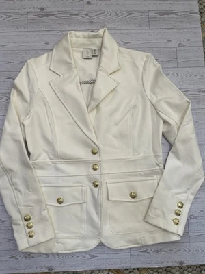 VINTAGE Emporio Armani Women's Cream Blazer, RARE Sleek Material Flattering Fit - Image 1 of 4