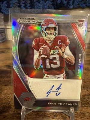 2021 Panini Prizm Draft Picks Feleipe Franks Silver Auto dpa-ffr Razorbacks - Image 1 of 2