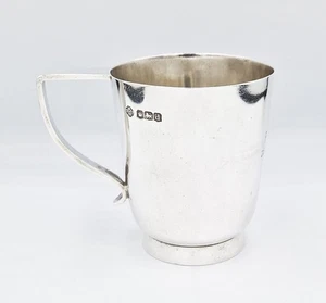 TAZA DE BAUTIZO DE PLATA ESTERLINA FINA ART DECO Sheffield 1921 - Imagen 1 de 7