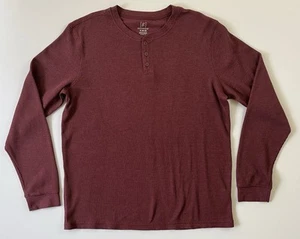 George XL 46-48 Red Waffle Henley Men's Long Sleeve Sweatshirt 0019 - Picture 1 of 12