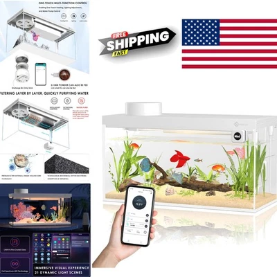 App Controlled 15 Gallon Smart Fish Aquarium With Magnetic Scrubber Included - Image 1 of 4