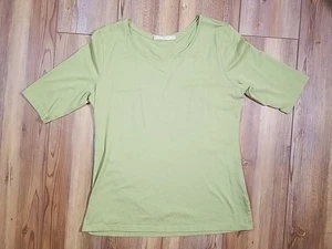 Peruvian Connection T Shirt Green Pima Cotton Mid Sleeve Perfect Condition - Picture 1 of 6