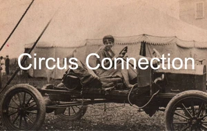 C1910's - Ringling Bros Circus Girl Riding Car Next to Tent RPPC - AAFN - Picture 1 of 2