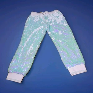 More Than Magic XS (4-5) Jogginghose Metallic Glitzer türkis Pailletten mit Kordelzug - Bild 1 von 3