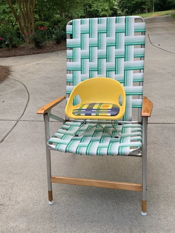Cosco Vintage Mid Century Modern Adjustable Yellow Child's Booster Seat/Chair Cover