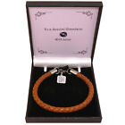 Personalised Brown Leather Bracelet for Boy or Man, Any Engraving, Silver Steel