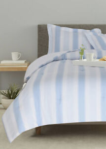 NIP Goodness & Grace Sunset Stripe Blue White Full Queen Comforter Set 3pc