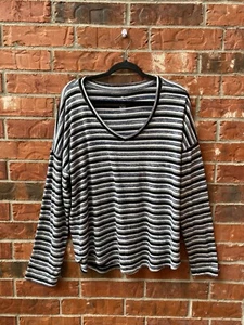 Camiseta de mujer American Eagle XXL suave y sexy de felpa tejida a rayas Dolman manga larga - Imagen 1 de 8